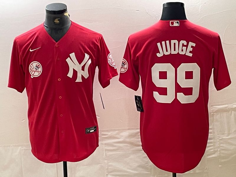 Men New York Yankees 99 Judge Red joint name Nike 2024 MLB Jersey style 3